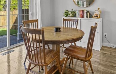 Wooden dining table and chairs