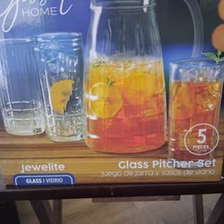 Gibson Home Glass Pitcher Set 5 Pieces 
