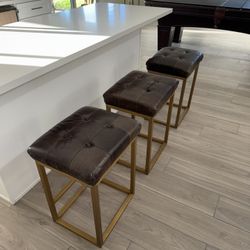 Restoration Hardware Leather Counter Stools