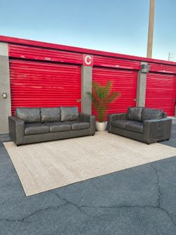 Leather Grey Couch Set
