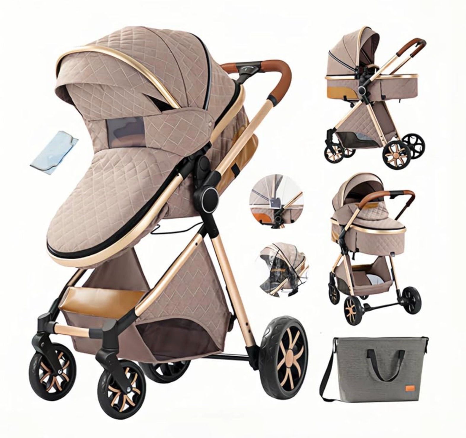 Pram Stroller—Portable Bassinet