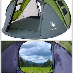 4 person camping tent green super portable