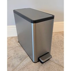 Kohler Stainless Steel Slim 2.5 Gallon Bathroom Step-On Trash Can Waste Basket, New