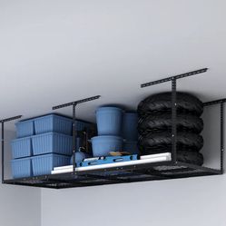 FLEXIMOUNTS 3x8 Overhead Garage Storage Rack,Adjustable Garage Storage Organization Systerm,Heavy Duty Metal Garage Ceiling Storage Racks,600lbs Weigh