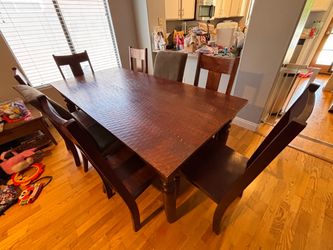 Solid Wood Dining Table + 8 Chairs