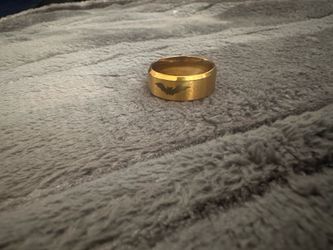 Gold Tone Batman Bat Logo Band Ring