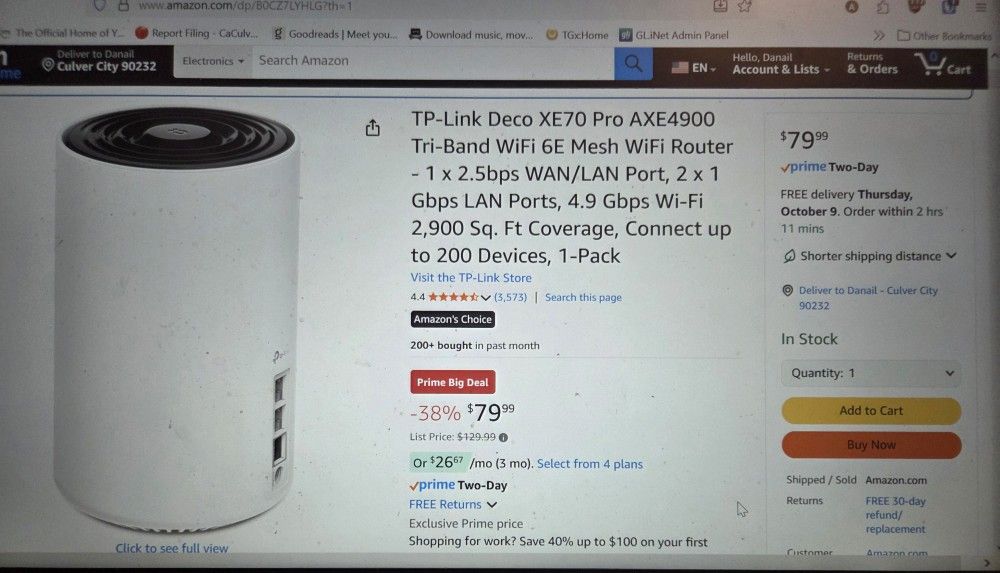 TP-Link Deco XE70 Pro AXE4900 Tri-Band WiFi 6E Mesh WiFi Router - 1 x 2.5bps WAN/LAN Port, 2 x 1 Gbps LAN Ports, 4.9 Gbps Wi-Fi 2,900 Sq. Ft Coverage,