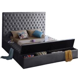 Bliss Velvet Grey King Bed (3 Boxes)

