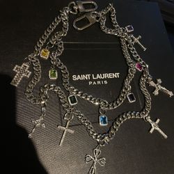 Silver Cross Gems Wallet Chain 