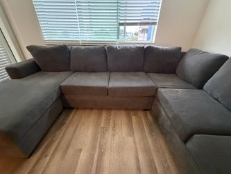 Large Gray U-Shaped Sectional Sofa