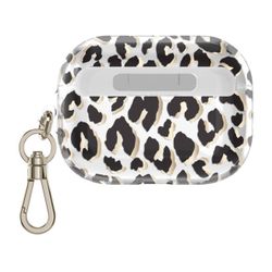 Kate Spade New York Apple AirPods Pro (2nd Generation) Protective Case - City Leopard Black/Gold Foil/Clear