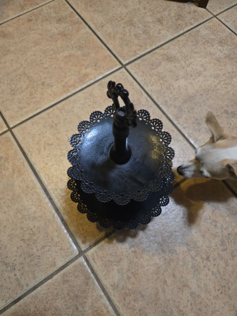 Vintage Black Serving Stand/Jewelry Organizer