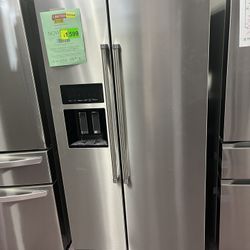 Refrigerator, Kitchen Aid 36” W Side By Side Fridge 