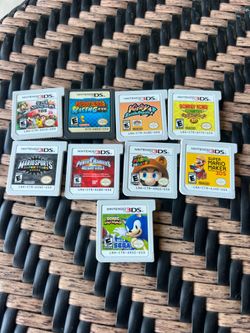 Nintendo 3ds super mario bros,diddy Kong racing,Kirby battle royale,donkey Kong country returns,Mario sport super stars,super Mario land,super mario m