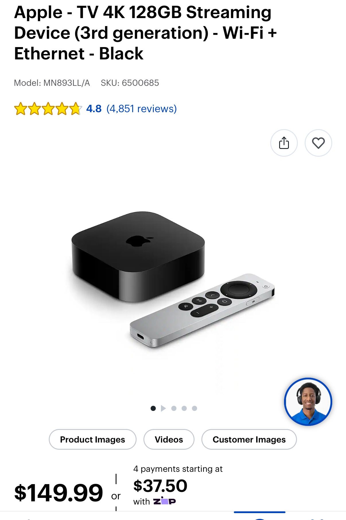 Apple TV 4K (3rd Gen) 128GB - Wi-Fi + Ethernet - READY TO SELL