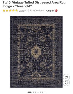 7'x10' Vintage Tufted Distressed Area Rug Indigo - Threshold