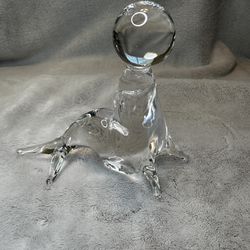 Murano Style Art Glass Seal Balancing Ball