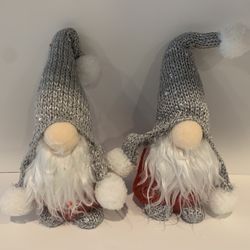 2 Gnomes Stuffed Plush Christmas/ Holiday decor, NEW