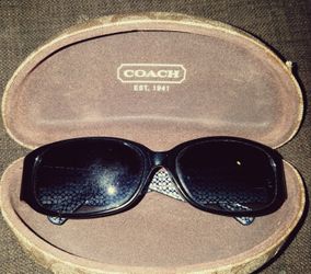 Black framed Coach sunglasses in Case