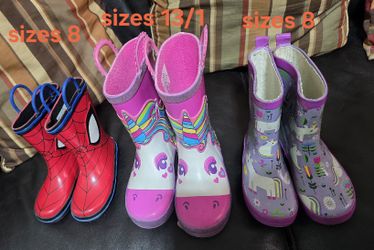 Rain boots at 10 each