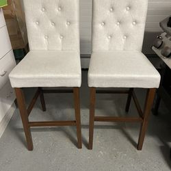 Bar Counter height chair with back rest and cushions(Set of 2)