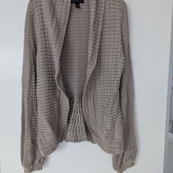 Woman's INC Size XL Taupe And Silver Cardigan Fits More Like A Large
