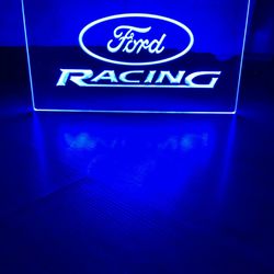 FORD RACING LED  NEON BLUE LIGHT SIGN 8x12