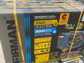 Firman WH03041 Dual Fuel Inverter Generator – 3300 Starting Watts / 3000 Running Watts – NEW