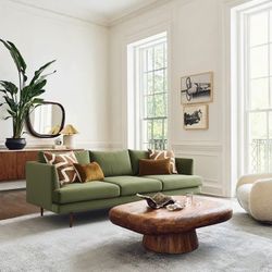 Kinwell 84" Albert Linen Blend Sofa In Green