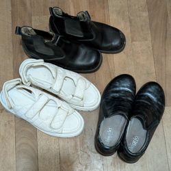 Lot Of 3 Shoes, Alegia PG Lite (Size 38) Black, Cathy Jean (Size 7/M) Black, Forever 21 (Size 6.5) White