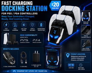 Video Games – Fast Charging Docking Station & Controller Charger for PS5 / PS4 – New — $20