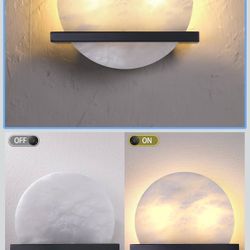 Round Natural Alabaster Bathroom Wall Sconce Modern Concise Style Wall Light Fixture New