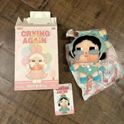 AUTHENTIC WHAT A FROG*POP MART  CRYBABY Crying Again Series Vinyl Face Plush. 