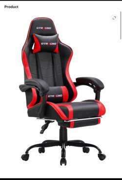 GTRACING Ergonomic GTWD-200 Gaming and Office Chair with Adjustable Pillows and Footrest, Red