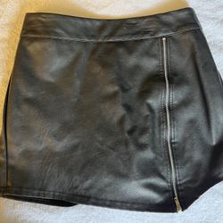 Black Faux Leather Skort  In Small