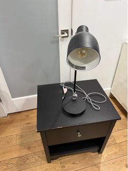 Black Nightstand and Lamp Combo