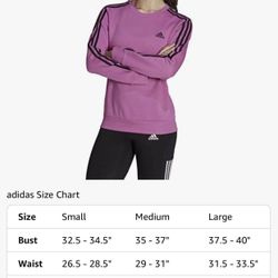 Adidas Essentials 3-Stripes Fleece Sweatshirt - Semi Pulse Lilac / Black Stripes Medium