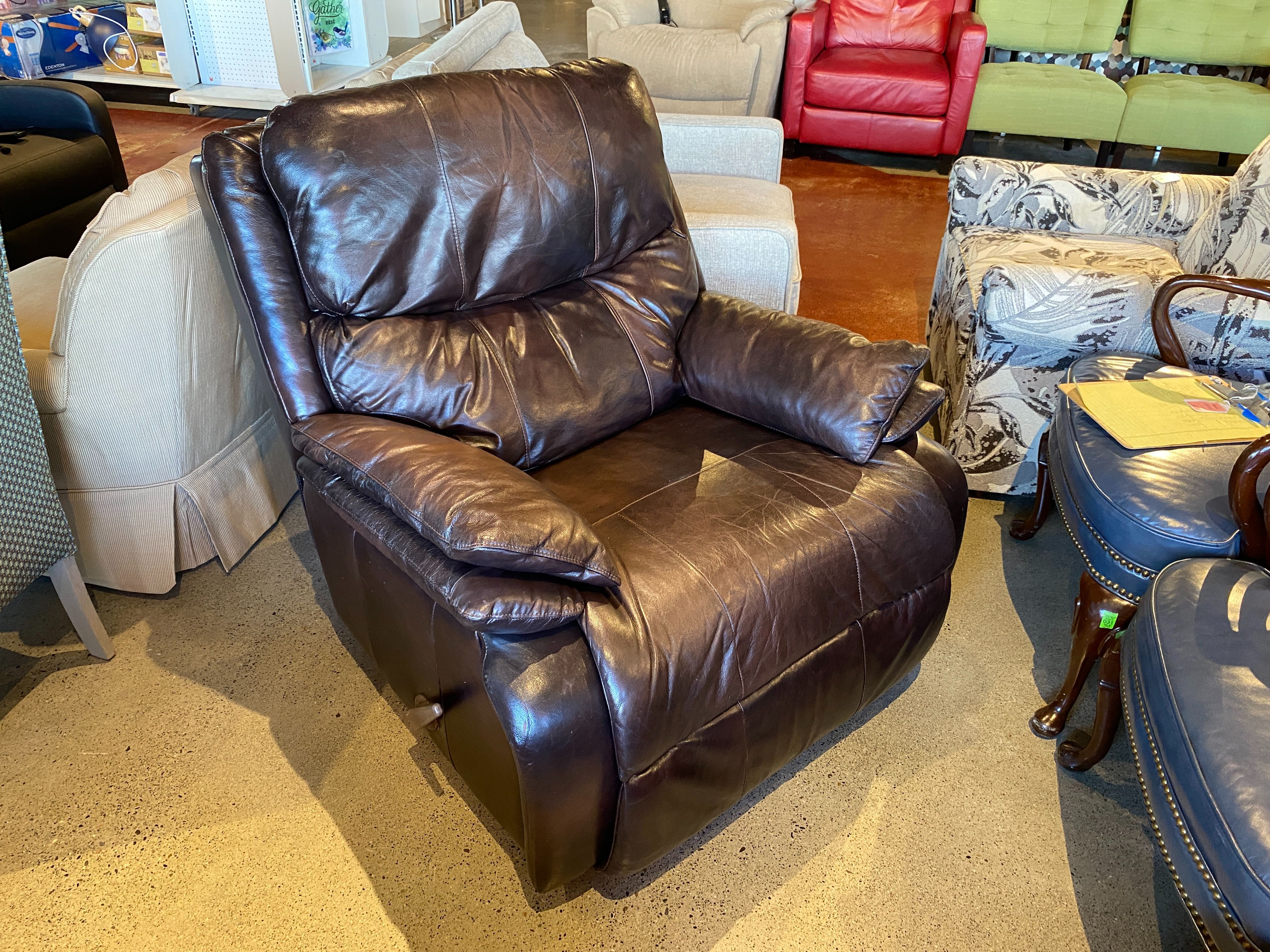 Black Brown Manual Reclining Leather Chair