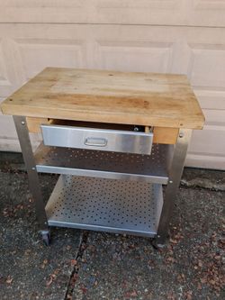 Stainless Steel & Wood Utility Cart