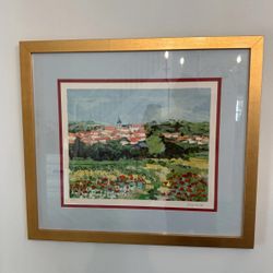 Theobald Renee Le Village sur le Colline Lithograph Signed And Numbered 26x23”