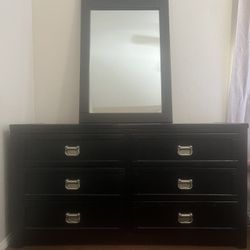 100% Wood Dark Cappuccino Bedroom Furniture Set: Chest, Dresser, And Mirror