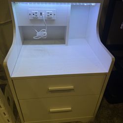 Bed side Table With Charging Station And Led