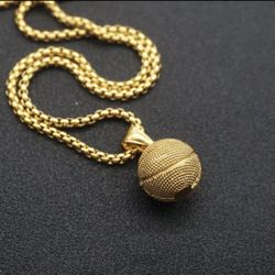 Men’s Stainless Steel Basketball Pendant Necklace!!!