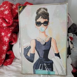 Audrey Hepburn Glittery Bubble Gum Wall Art New