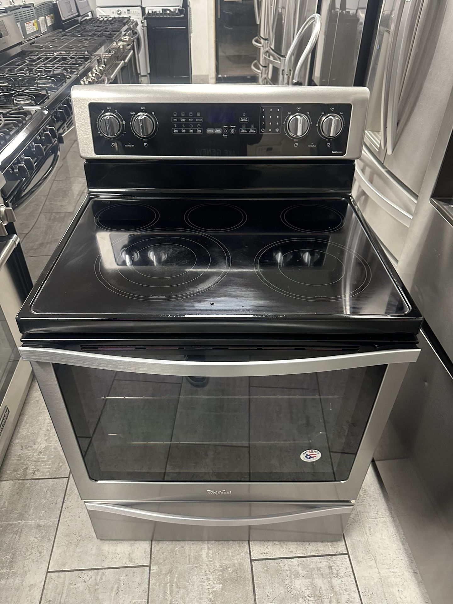 Whirlpool 30 Inch Electric Stove 5 Burner Convection Oven Stainless Steel