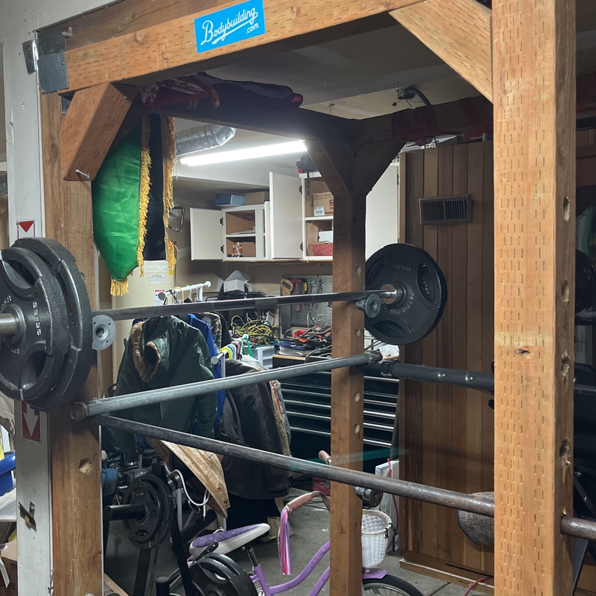 Wood Squat Rack Bench Press