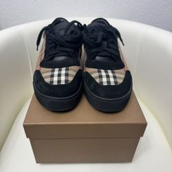 Burberry Vintage Check Cotton and Suede Sneakers Size 42