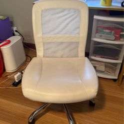 White Faux, Leather Desk Chair