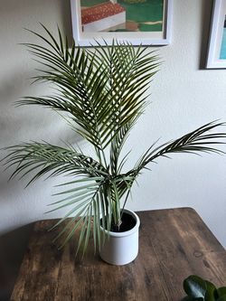27” Artificial Palm Plant with White Pot
