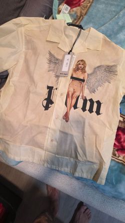 Palm Angels Angel Graphic Button-Up Shirt